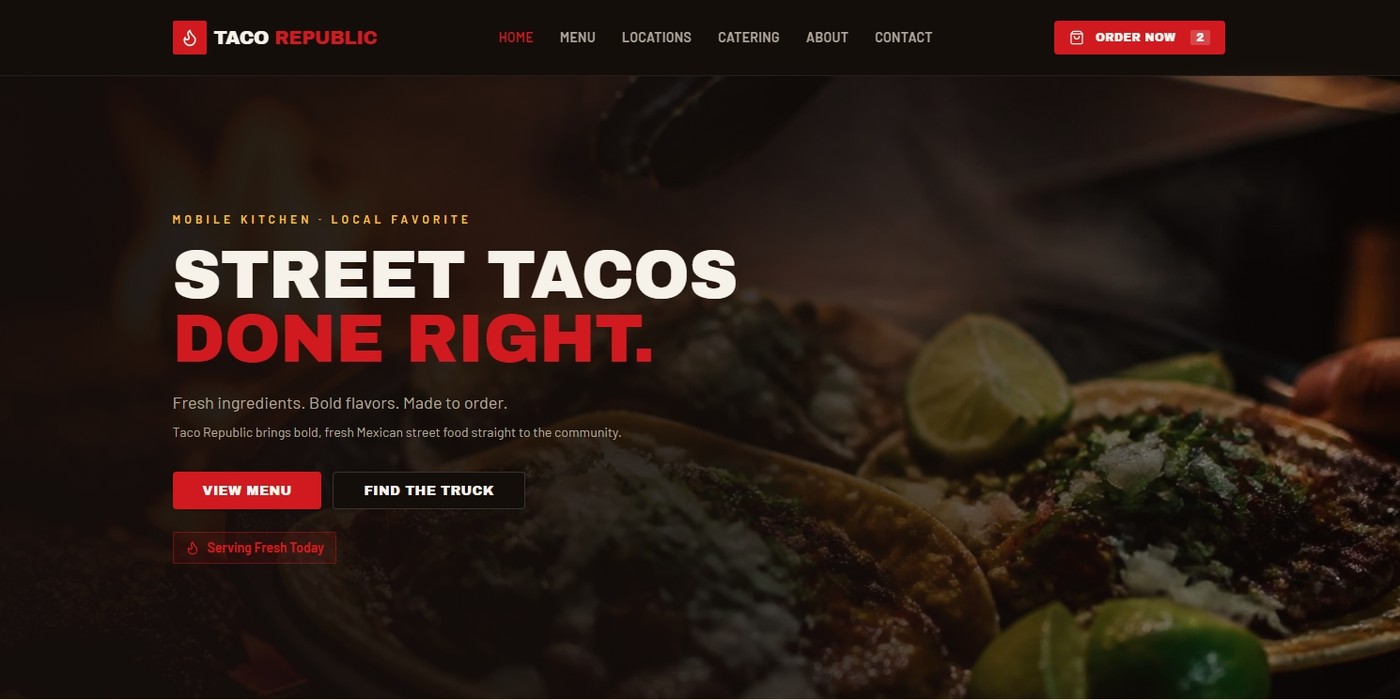 Taco Republic website screenshot